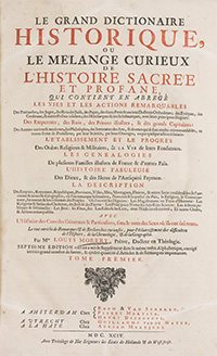 <I>Le grand dictionaire historique. 3 vols.</I><span class=jpn>［『歴史大辞典』全3巻］</span>