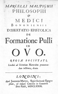 <I>Dissertatio epistolica de formatione pulli in ovo. </I>