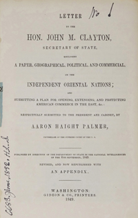 <I>Letter to the Hon. John M. Clayton.</I>
<span class=jpn>［ジョン・ミドルトン・クレイトンへの手紙］</span>